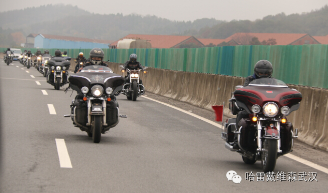哈雷摩托车，车主会武汉分会咸宁骑行活动图片展览