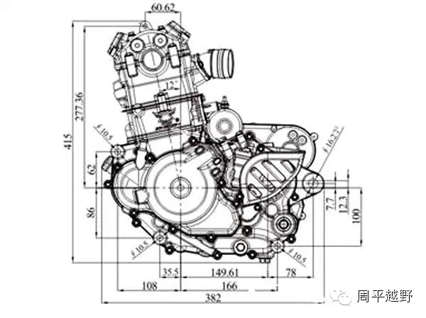 宗申摩托车NC250发动机分解图及安装尺寸