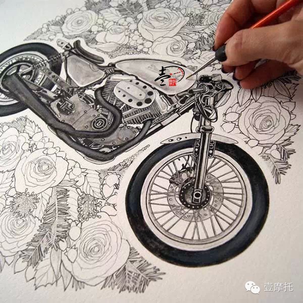 摩托车艺术画 | 水彩画摩托
