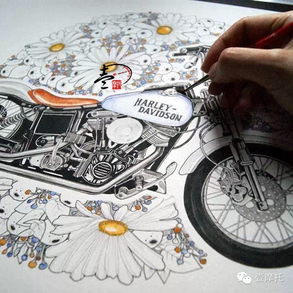 摩托车艺术画 | 水彩画摩托