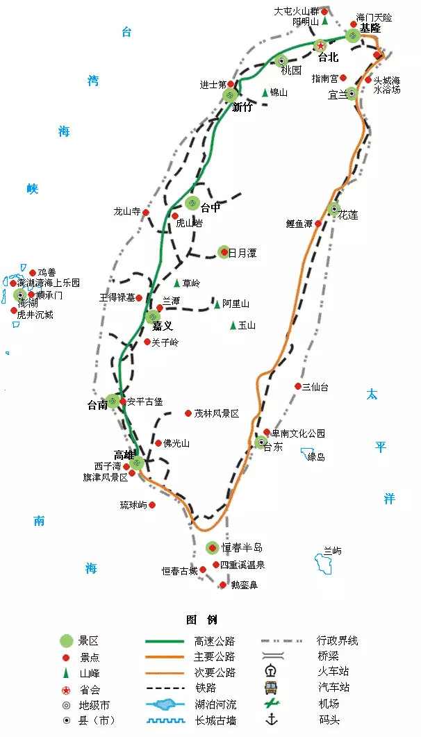 中国各省摩托车旅行简图