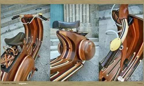 葡萄牙工匠用“木头”手工打造Vespa摩托车